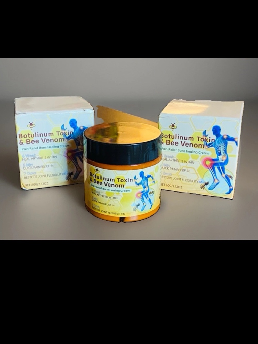 Lot 2-Botulinum Toxin Bee Venom Pain Relief Healing Cream Arthritis Flexibility